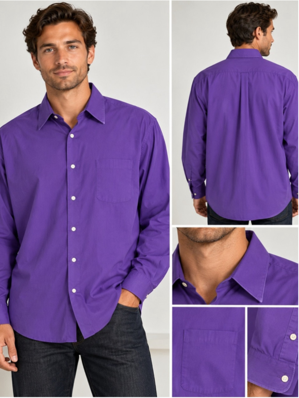 Giorgio Brutini Purple Long-Sleeve Button-Up Shirt Size XXL Wedding Formal